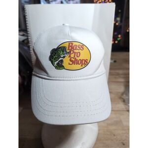 Bass Pro Shops Outdoor Fishing Trucker Hat Mesh Cap Adjustable SnapBack White